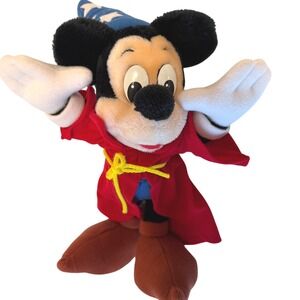 Disney Sorcerer Mickey Mouse Plush Fantasia Stuffed Toy Vintage Disneyland 12"
